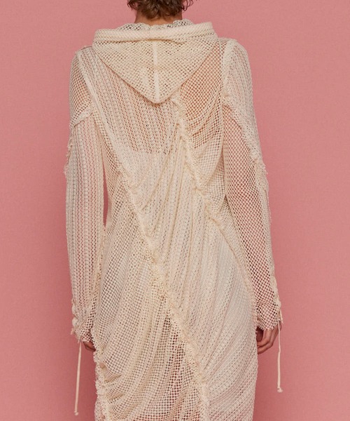 ワンピース Mesh Fabric Docking Hood Dress/メッシュドッキングフードワンピース_14
