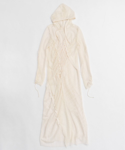 ワンピース Mesh Fabric Docking Hood Dress/メッシュドッキングフードワンピース_16
