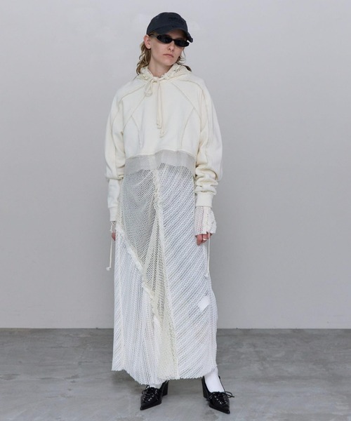 ワンピース Mesh Fabric Docking Hood Dress/メッシュドッキングフードワンピース_6