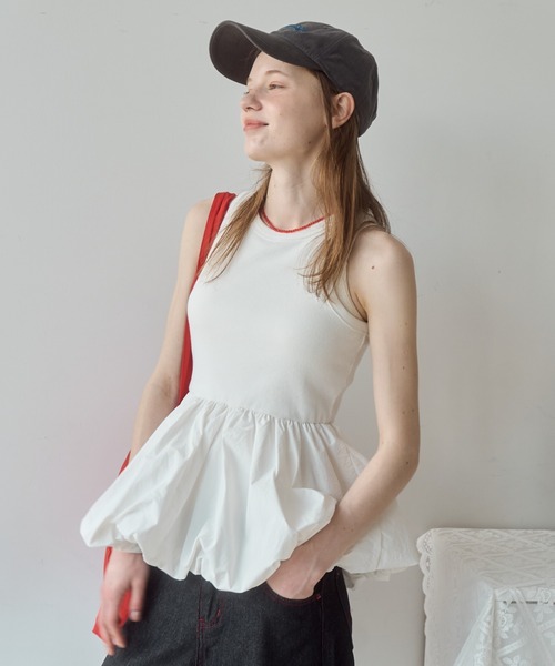 タンクトップ ノースリーブ TULLE TANK SET CUP IN TOP/チュールタンクセットカップイントップ レディース TULLE TANK SET CUP IN TOP/チュールタンクセットカップイン