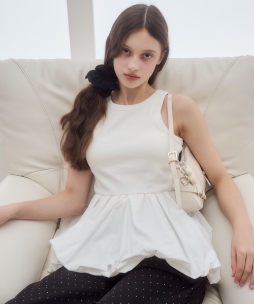 タンクトップ ノースリーブ TULLE TANK SET CUP IN TOP/チュールタンクセットカップイントップ レディース TULLE TANK SET CUP IN TOP/チュールタンクセットカップイン