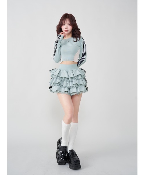 Darich tシャツ レースドッキングラインクロップドトップス