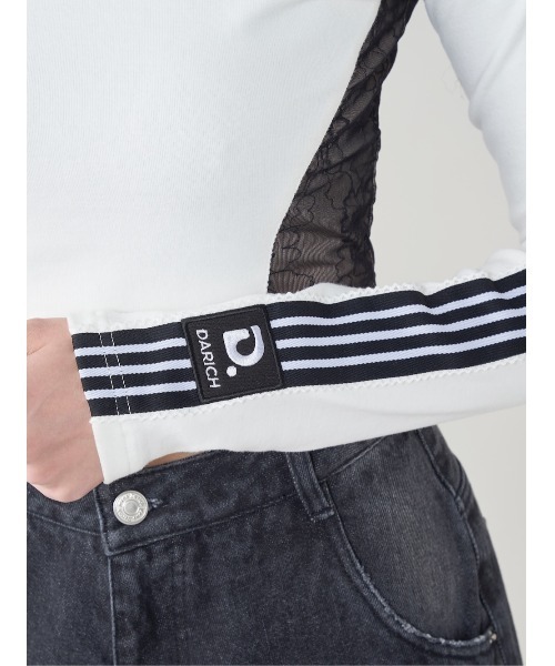 Darich tシャツ レースドッキングラインクロップドトップス