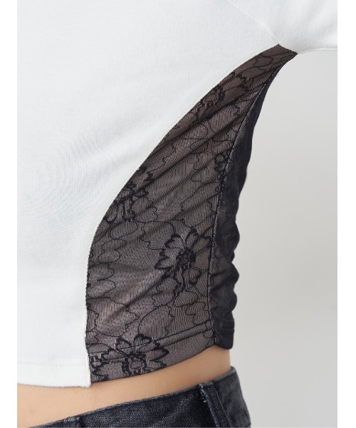 Darich レースドッキングラインクロップドトップス Darich tシャツ レースドッキングラインクロップドトップス