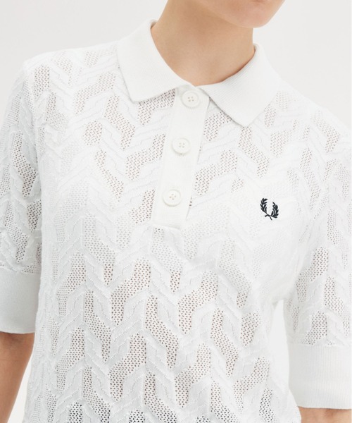 FRED PERRY ポロシャツ ポロ Textured Open-Knit Polo Shirt