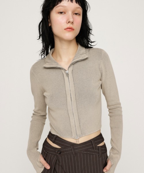 SLY tシャツ FRONT ZIP H/N RIB TOPS フロントジップ ハイネック