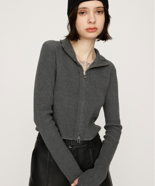 SLY tシャツ FRONT ZIP H/N RIB TOPS フロントジップ ハイネック