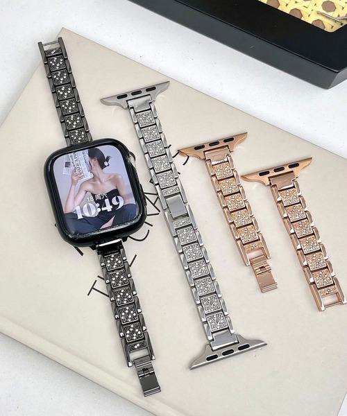 Apple Watch ラインストーン シリコーンバンド CERCA 腕時計 LUON / Apple Watch Band ラインストーン キラキラ