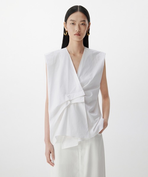 ブラウス シャツ Asym Tuck Shirt / タックノースリーブブラウス レディース