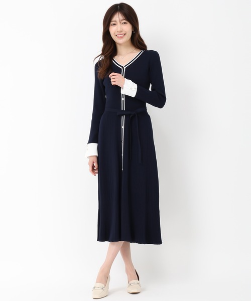 MISCH MASCH（ミッシュマッシュ） ワンピース カフス袖Vネックニット