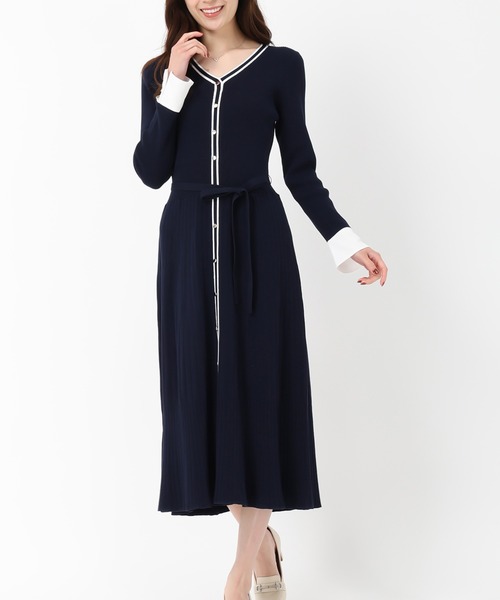MISCH MASCH（ミッシュマッシュ） ワンピース カフス袖Vネックニット