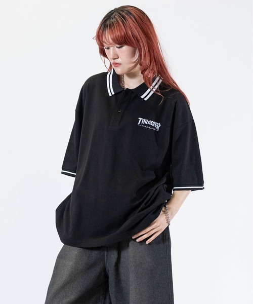THRASHER（スラッシャー） ポロシャツ 半袖 「at」「THRASHER
