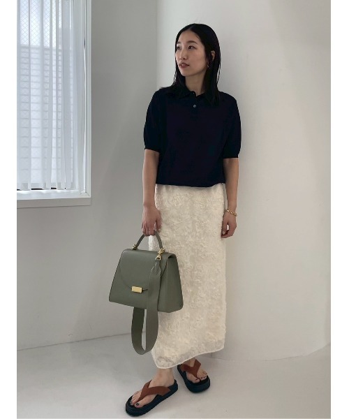 【新品未使用】フラワーファブリックストレートスカート　milaowen Mila Owen スカート フラワーファブリックストレートスカート