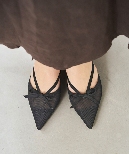 LE TALON パンプス 3.5cmシアーリボンミュール : ZOZOTOWN Yahoo