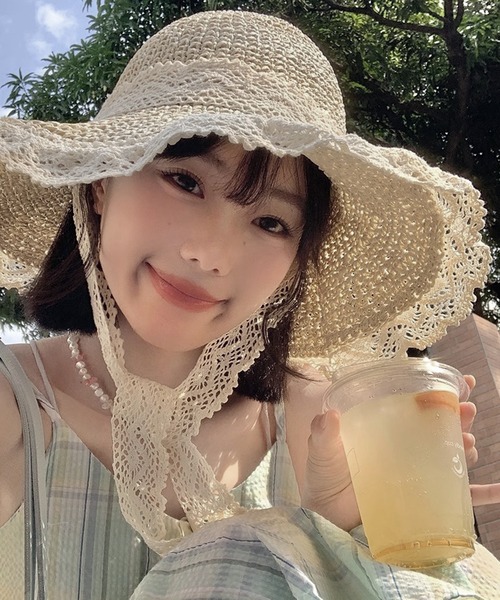 レース付きベージュ麦わら帽子 楽天市場】麦わら帽子 キッズ 帽子 レース付き 麦わら帽子