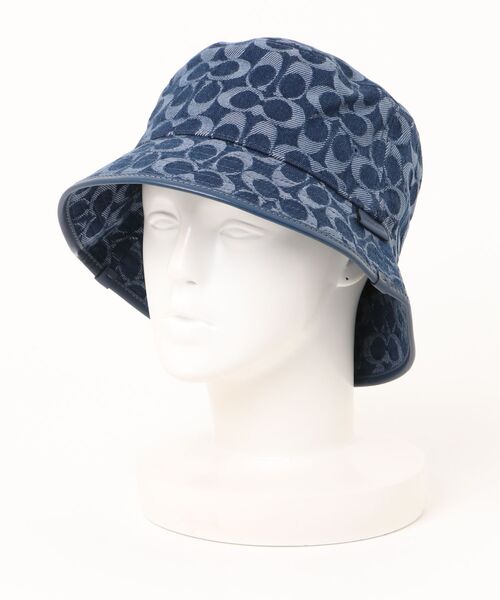 定番の冬ギフト 帽子 COACH ハット レディース バケット デニム シグネチャー 帽子