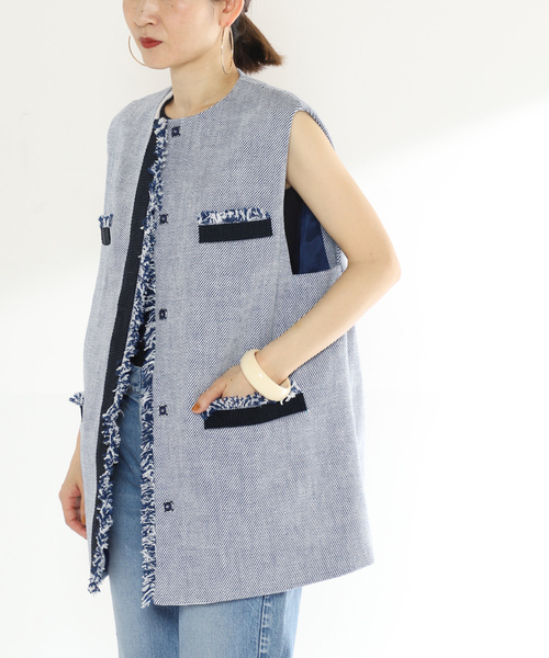 VERMEIL par iena（ヴェルメイユパーイエナ） ベスト - ネイビー