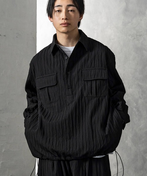 CLOSET シャツ クリンクル加工ドロストプルシャツ メンズ : ZOZOTOWN