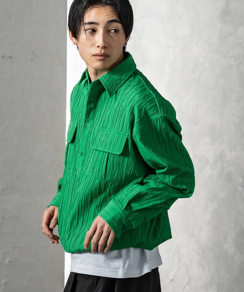 CLOSET シャツ クリンクル加工ドロストプルシャツ メンズ : ZOZOTOWN