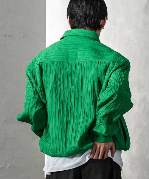 CLOSET シャツ クリンクル加工ドロストプルシャツ メンズ