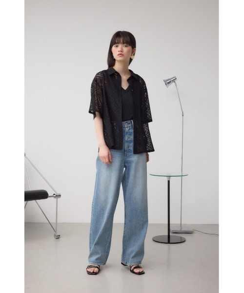 AZUL BY MOUSSY ブラウス シャツ レース半袖シャツ レディース