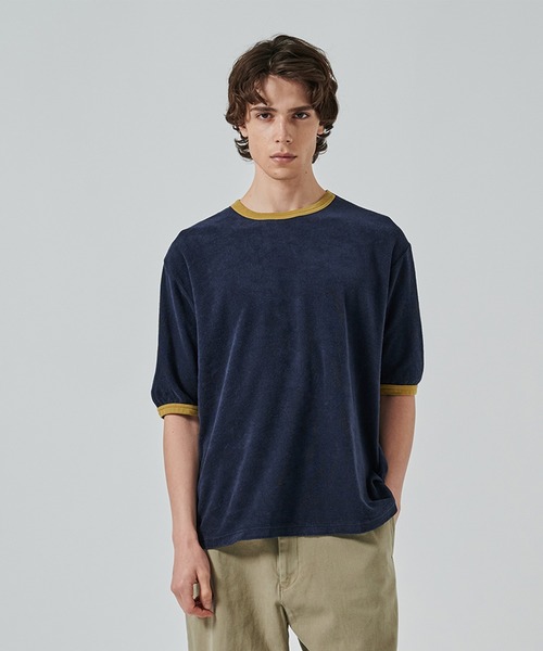 ORGANIC COTTON PILE RINGER PILE TEE ネイビー markaware（マーカウェア） tシャツ ORGANIC COTTON PILE RINGER PILE