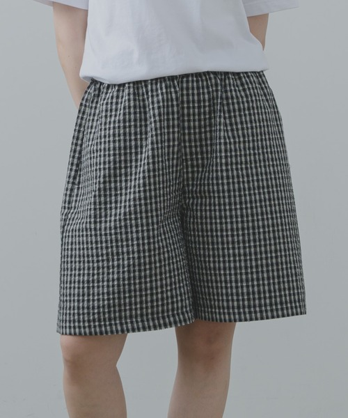 flaner ハーフパンツ パンツ Seersucker check half pants / シア