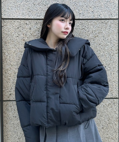 Max&Co 大きいサイズ　中綿ダウンジャケット　ビッグカラー　ブラック　44 Ada. ダウンコート ダウンジャケット ビッグカラー 中綿 ダウン