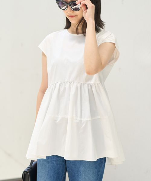 tシャツ ドッキングペプラムプルオーバー レディース