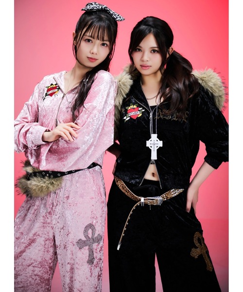 パンツ A'GEM/9 × .kom 「A'GEM/9/エージェムナイン」 Ed Hardy ベロアパンツ レディース メンズの画像