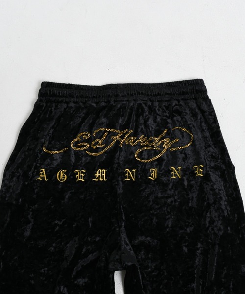 パンツ A'GEM/9 × .kom 「A'GEM/9/エージェムナイン」 Ed Hardy ベロアパンツ レディース メンズの画像
