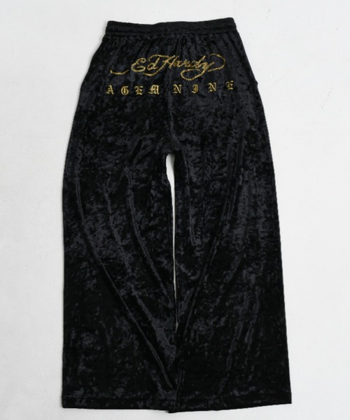 パンツ A'GEM/9 × .kom 「A'GEM/9/エージェムナイン」 Ed Hardy ベロアパンツ レディース メンズの画像