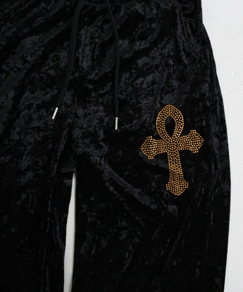 パンツ A'GEM/9 × .kom 「A'GEM/9/エージェムナイン」 Ed Hardy ベロアパンツ レディース メンズの画像