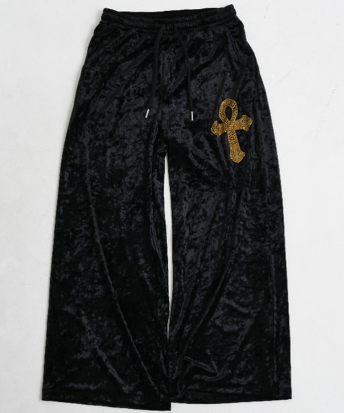 パンツ A'GEM/9 × .kom 「A'GEM/9/エージェムナイン」 Ed Hardy ベロアパンツ レディース メンズの画像