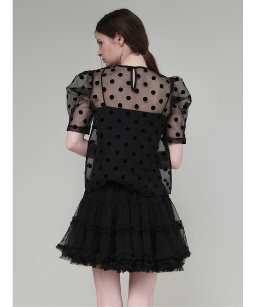 AMOMMA（アモマ） ブラウス シャツ 半袖 SHEER PUFF SHOULDER DOT