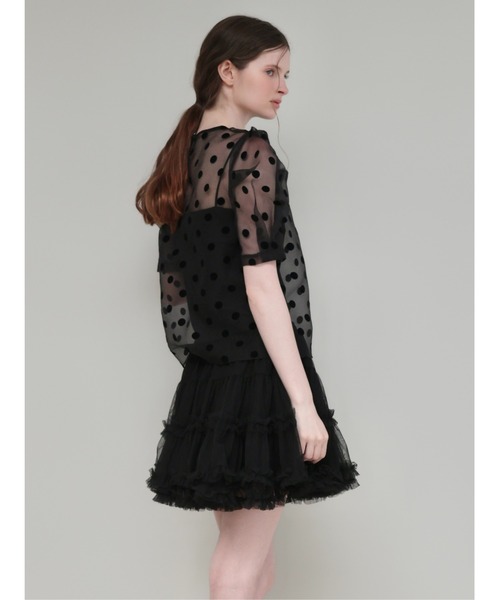 AMOMMA（アモマ） ブラウス シャツ 半袖 SHEER PUFF SHOULDER DOT 