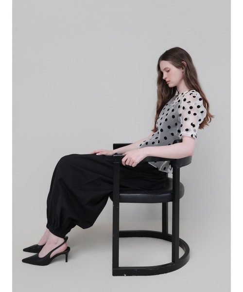AMOMMA（アモマ） ブラウス シャツ 半袖 SHEER PUFF SHOULDER DOT