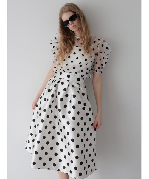AMOMMA（アモマ） ブラウス シャツ 半袖 SHEER PUFF SHOULDER DOT