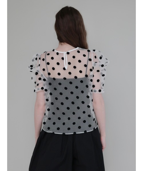 AMOMMA（アモマ） ブラウス シャツ 半袖 SHEER PUFF SHOULDER DOT