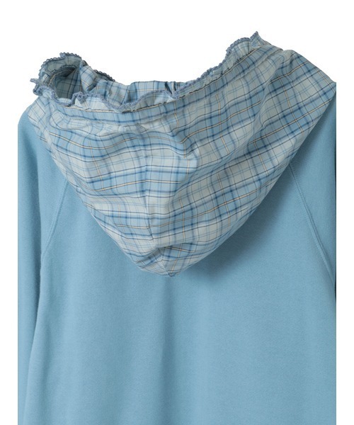 【ピンクハウス】うさぎ柄 パーカーワンピース フード付き チェック柄 グリーン PINK HOUSE｜うさぎの耳フード付きオリジナルチェックワンピース