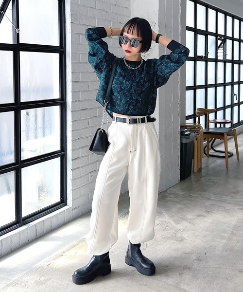 ドゥロワー Drawer 16Gダブルフェイススリムニットパンツ ジョガー  