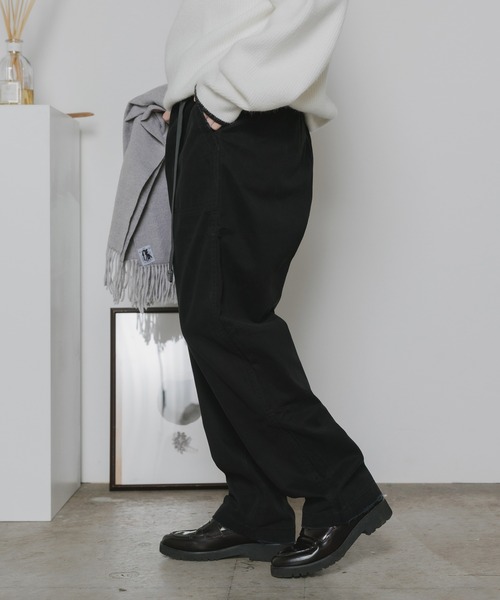 ROOP TOKYO チノパン ウェビングベルト付き テーパード ブラック