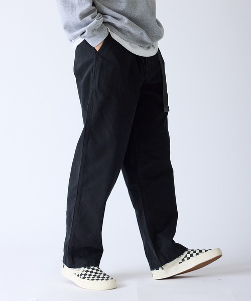 ROOP TOKYO チノパン ウェビングベルト付き テーパード ブラック