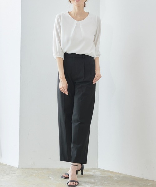 「RIRIYANO」 7分袖ブラウス SMALL ネイビー レディース_画像3