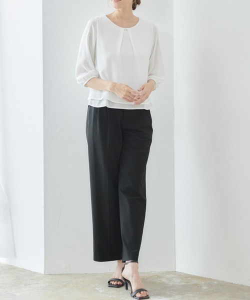 「RIRIYANO」 7分袖ブラウス SMALL ネイビー レディース_画像4
