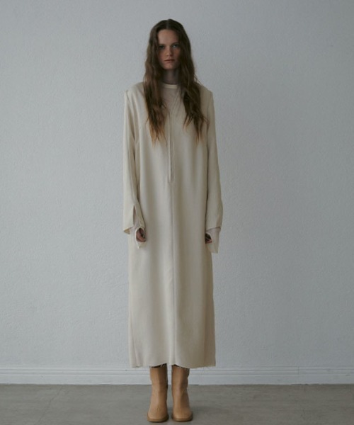 「ETRE TOKYO」 長袖ワンピース M ライトベージュ レディース_画像3