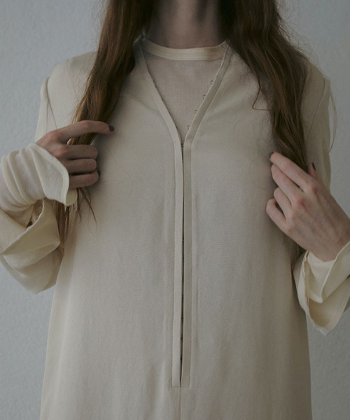 「ETRE TOKYO」 長袖ワンピース M ライトベージュ レディース_画像6