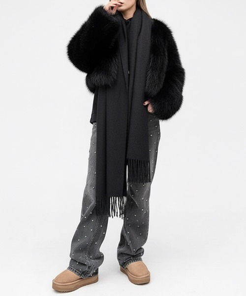 コート アウター フェイクファーショート丈ジャケット レディース