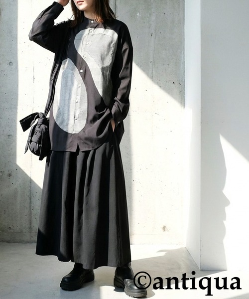 antiqua（アンティカ） ブラウス シャツ 異素材切替 チェック柄 シャツ 