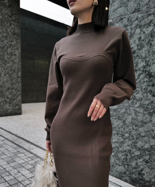 「anuans」 ニットワンピース FREE ベージュ レディース_画像3